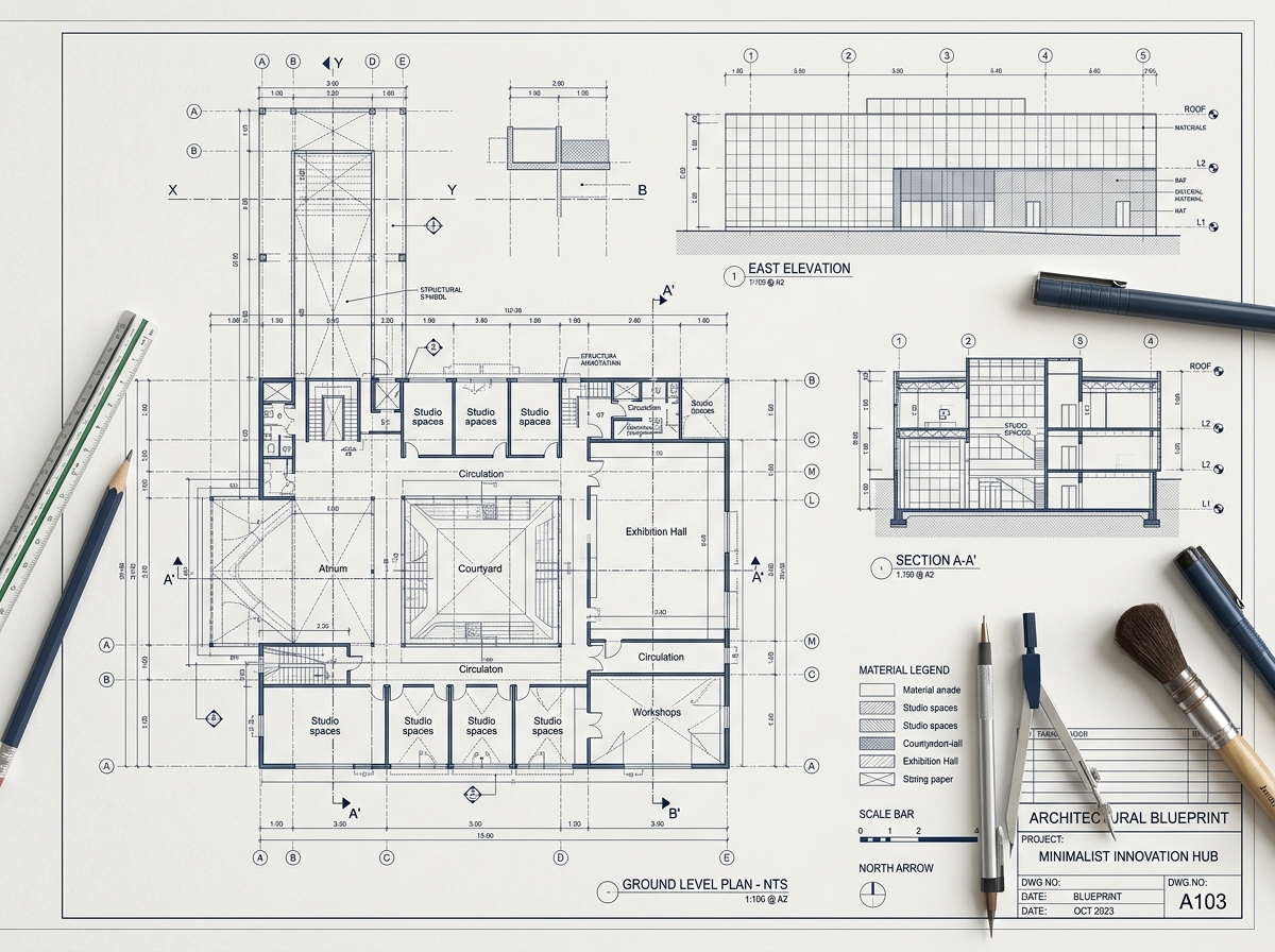 Plano de arquitectura y diseño técnico